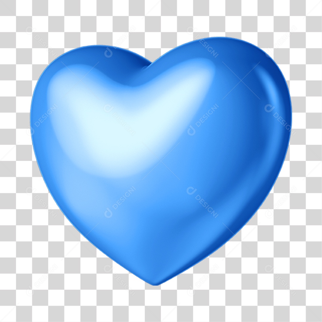 Elemento 3D Coração Azul Para Composição PNG Transparente