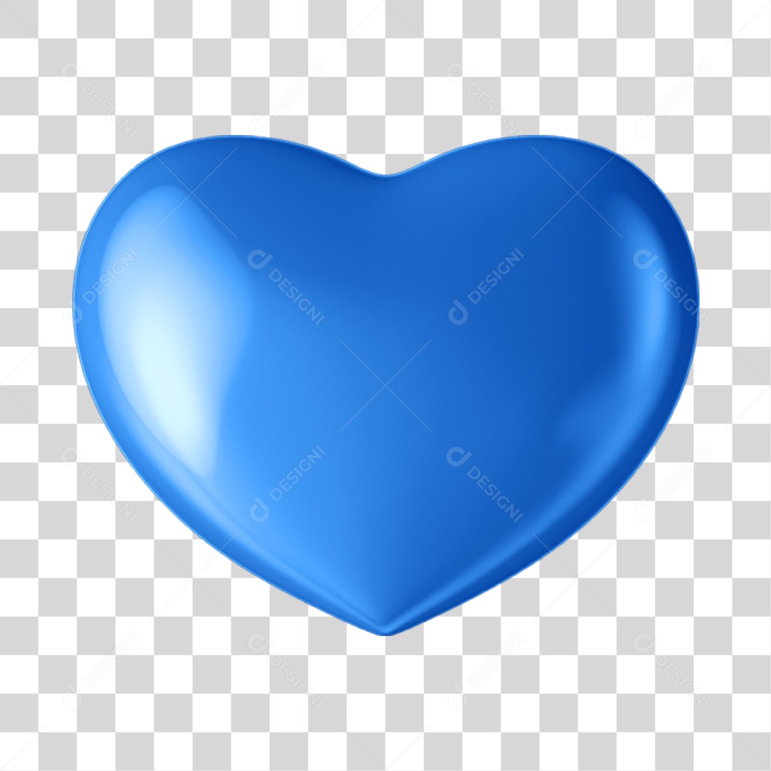 Elemento 3D Coração Azul Para Composição PNG Transparente
