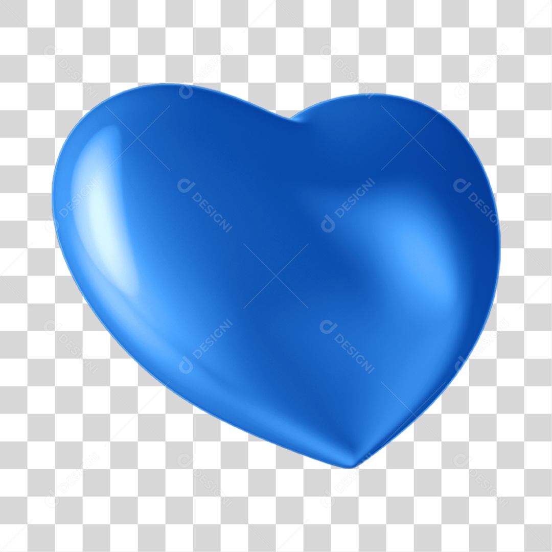Blue Heart 3D Element For Transparent PNG Composition