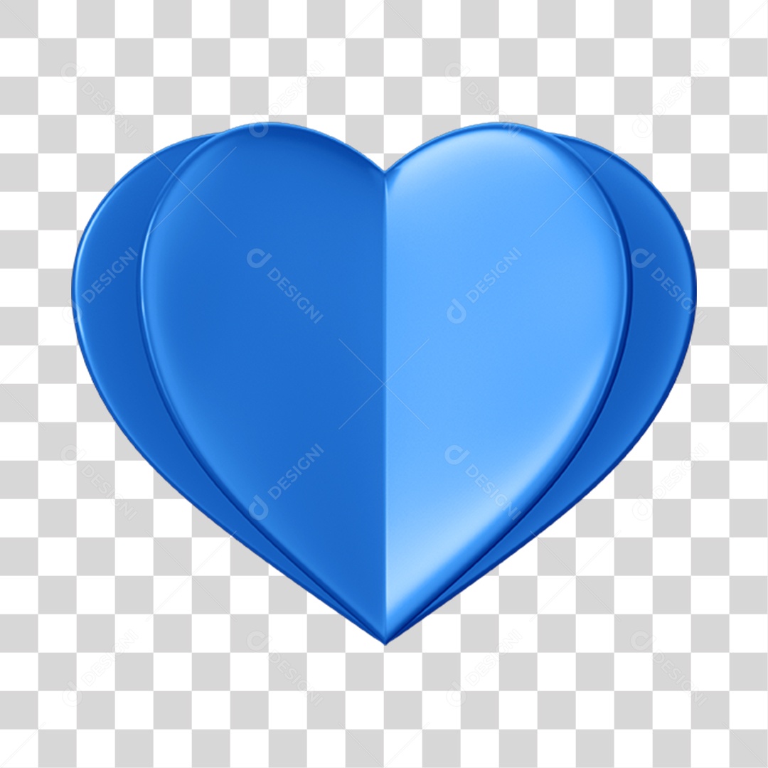 Elemento 3D Coração Azul Para Composição PNG Transparente