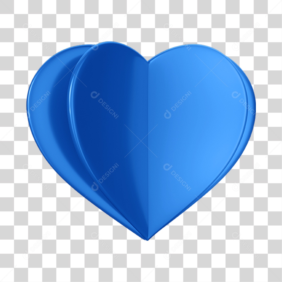 Elemento 3D Coração Azul Para Composição PNG Transparente