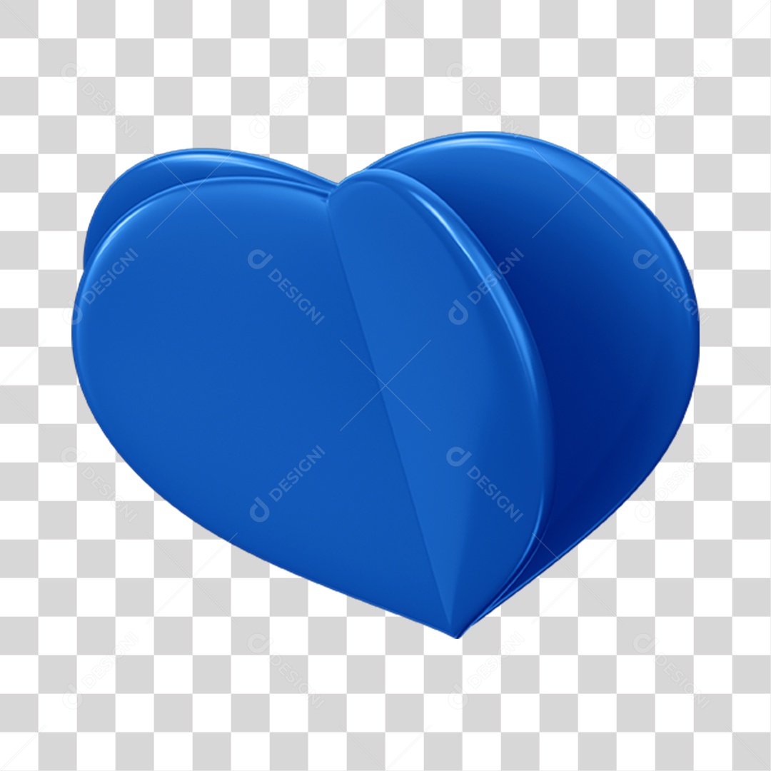 Elemento 3D Coração Azul Para Composição PNG Transparente
