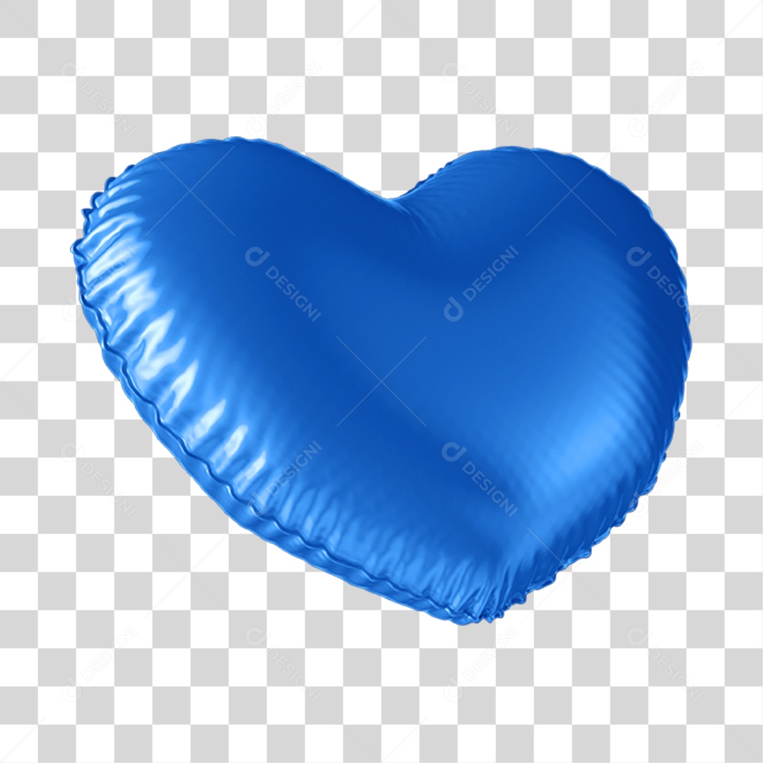 Elemento 3D Coração Azul Para Composição PNG Transparente
