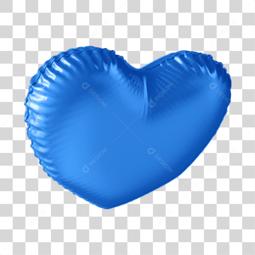 Elemento 3D Coração Azul Para Composição PNG Transparente