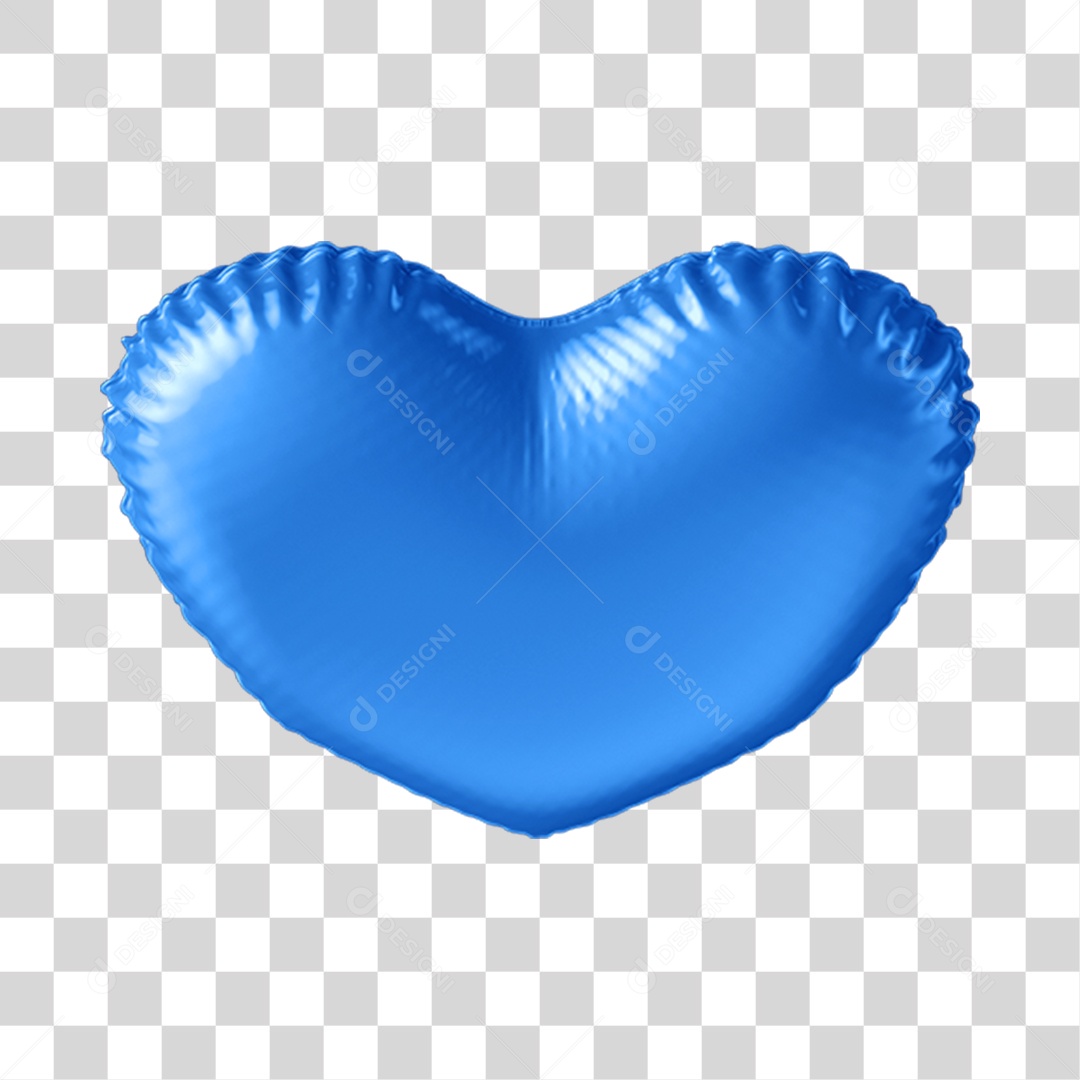 Elemento 3D Coração Azul Para Composição PNG Transparente