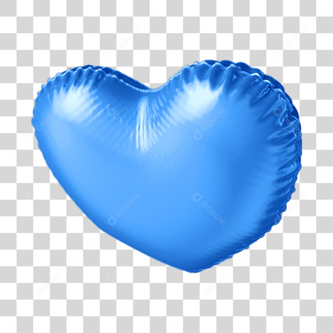 Elemento 3D Coração Azul Para Composição PNG Transparente