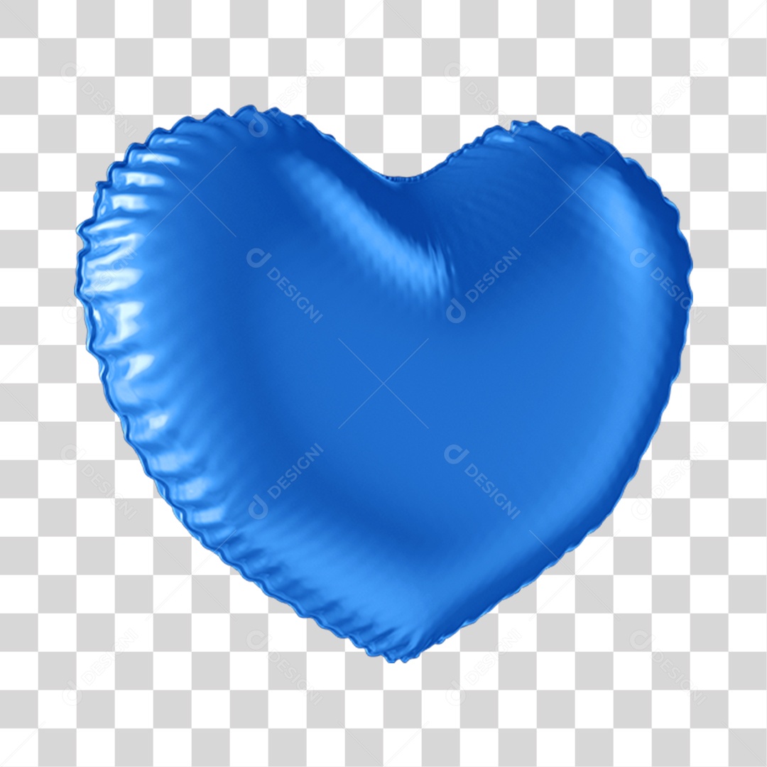 Elemento 3D Coração Azul Para Composição PNG Transparente