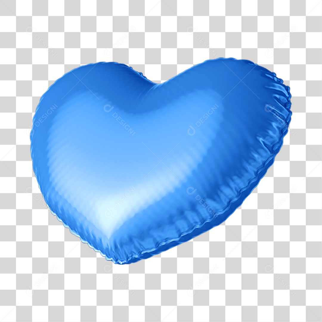Elemento 3D Coração Azul Para Composição PNG Transparente