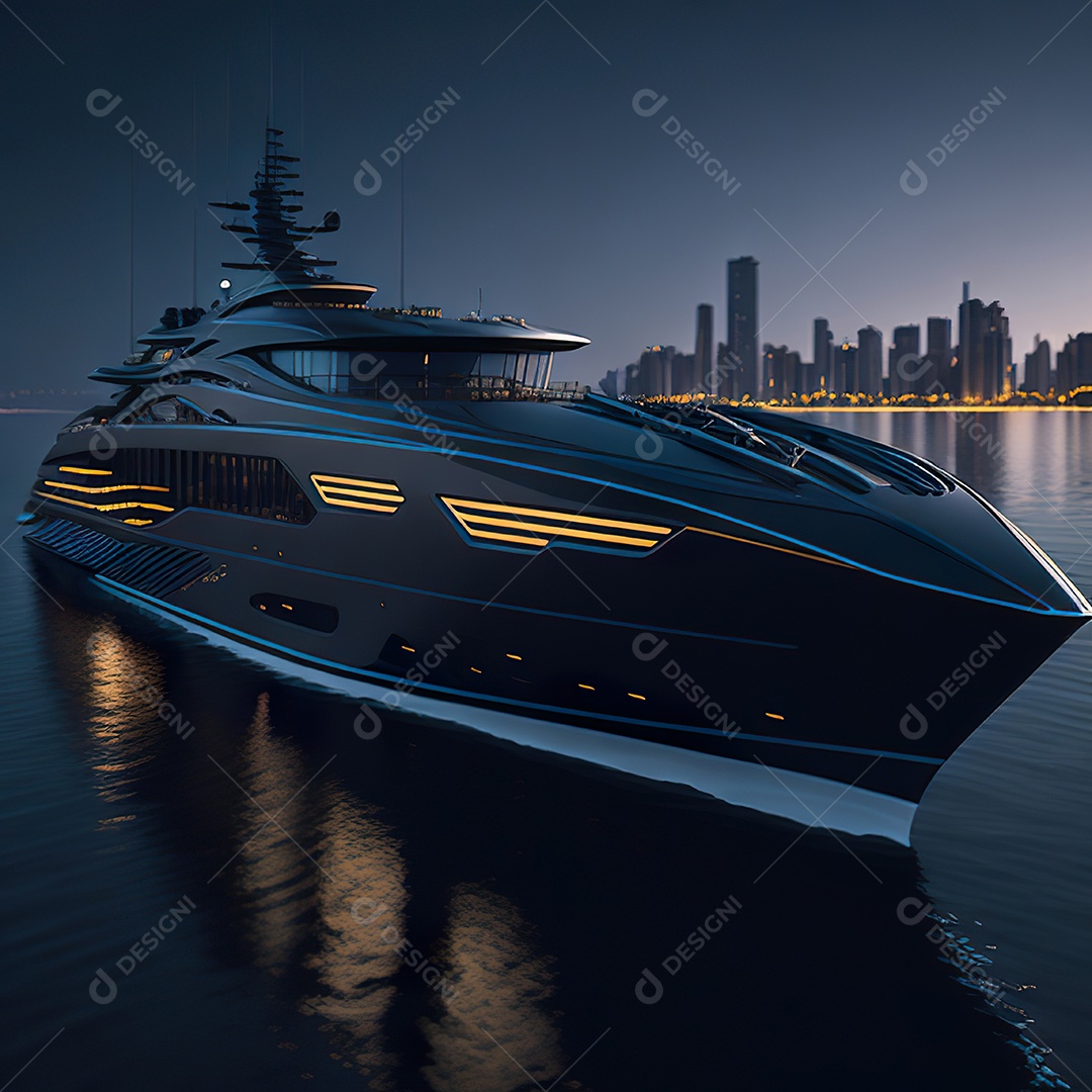 Luxo de lancha hyper racer preta e dourada