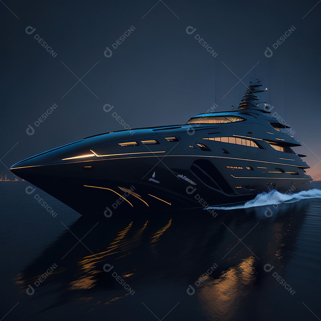 Luxo de lancha hyper racer preta e dourada