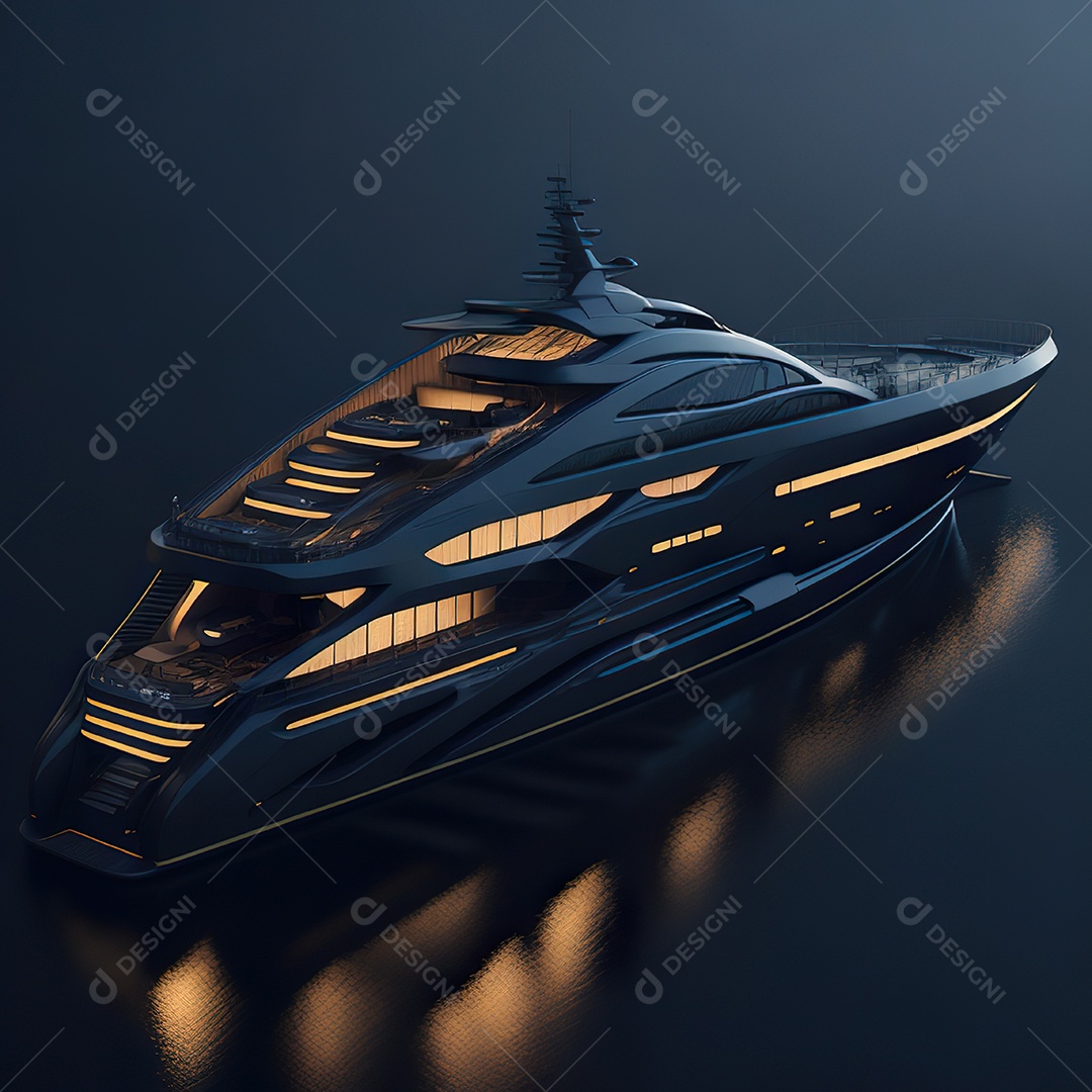 Luxo de lancha hyper racer preta e dourada