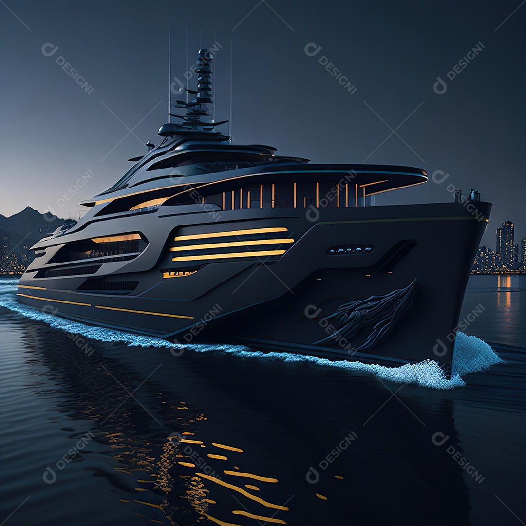 Luxo de lancha hyper racer preta e dourada