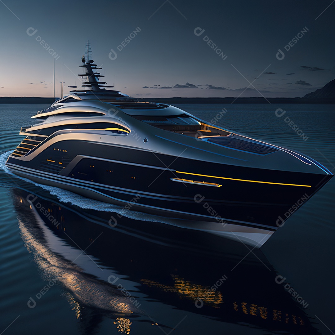 Luxo de lancha hyper racer preta e dourada