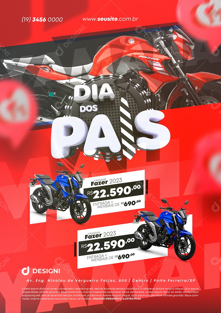 Anúncio Publicitário Motos Dia Dos Pais Social Media PSD Editável