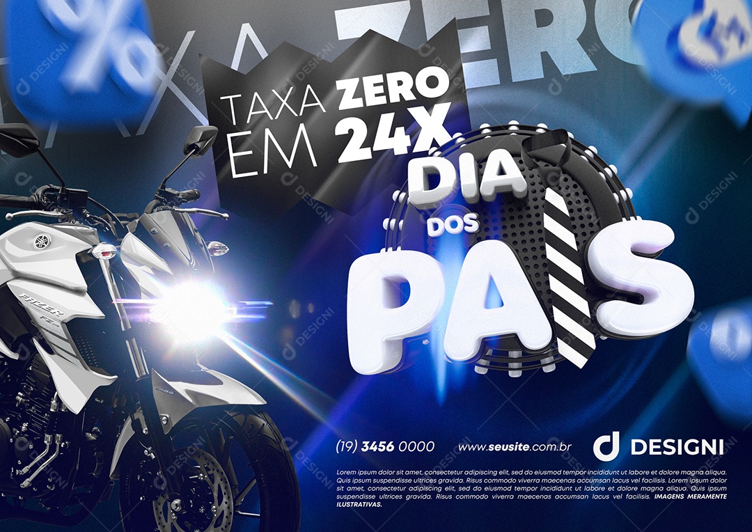 Banner Anúncio Publicitário Motos Taxa Zero Em 24x Dia Dos Pais Social Media PSD Editável