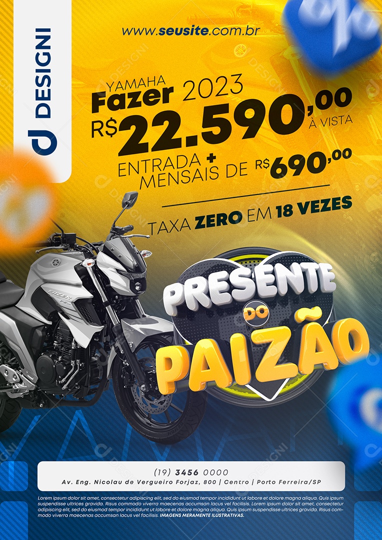 Anúncio Publicitário Motos Presente Do Paizão Yamaha Fazer 2023 Dia Dos Pais Social Media PSD Editável