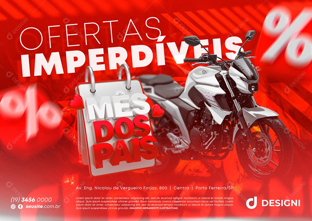 Banner Anúncio Publicitário Motos Ofertas Imperdíveis Mês Dos Pais Social Media PSD Editável
