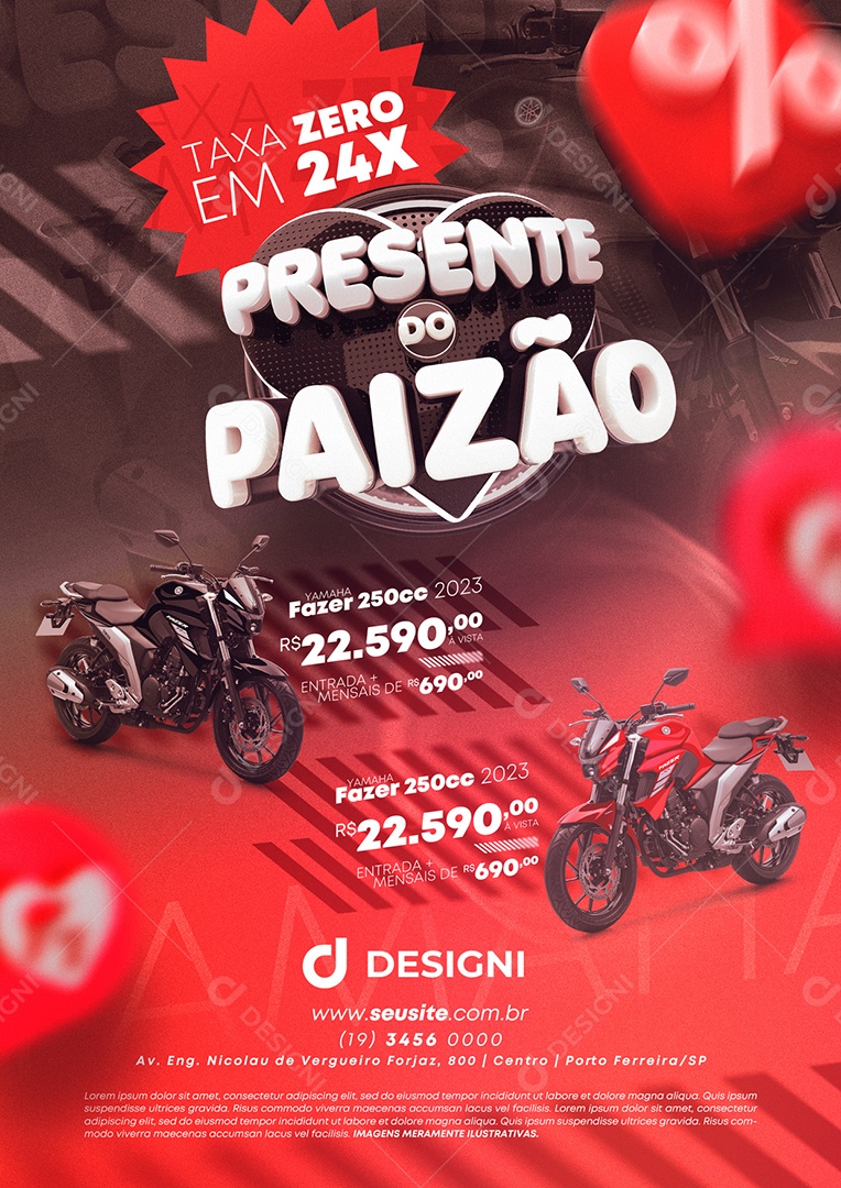 Anúncio Publicitário Motos Presente Do Paizão Social Media PSD Editável