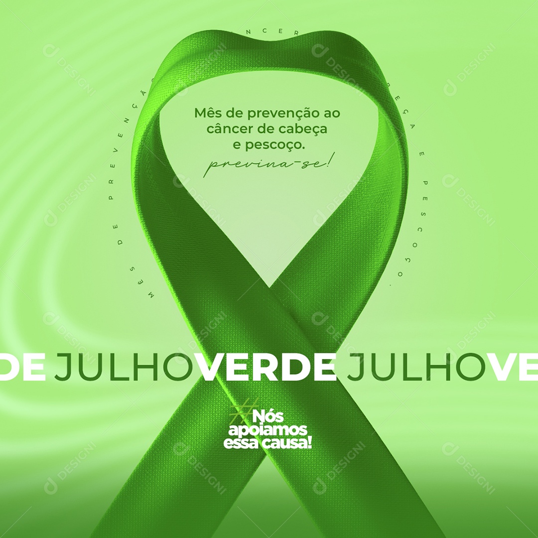 Mês De Prevenção Ao Câncer De Cabeça e Pescoço Julho Verde Social Media PSD Editável