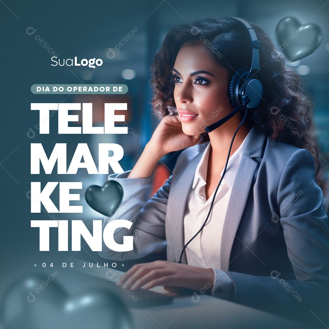 Social Media Dia Do Operador De Telemarketing PSD Editável