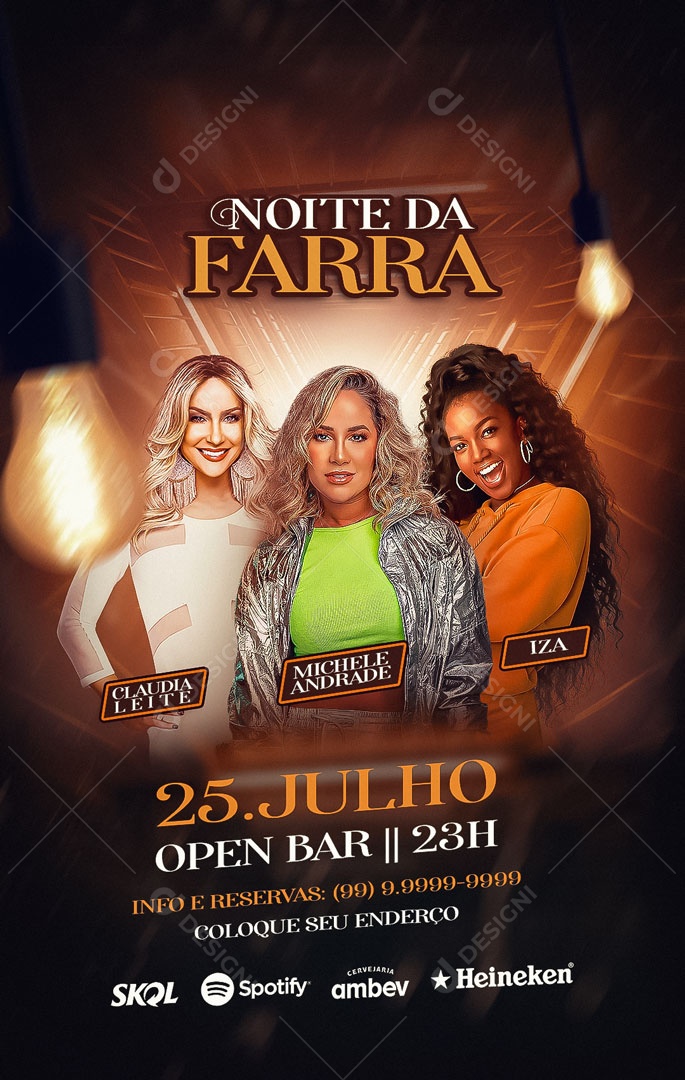 Social Media Flyer Story Noite Da Farra Open Bar PSD Editável