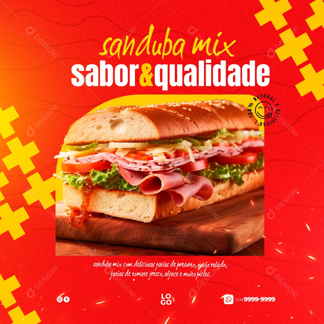 Sanduba Mix Sabor e Qualidade Social Media PSD Editável