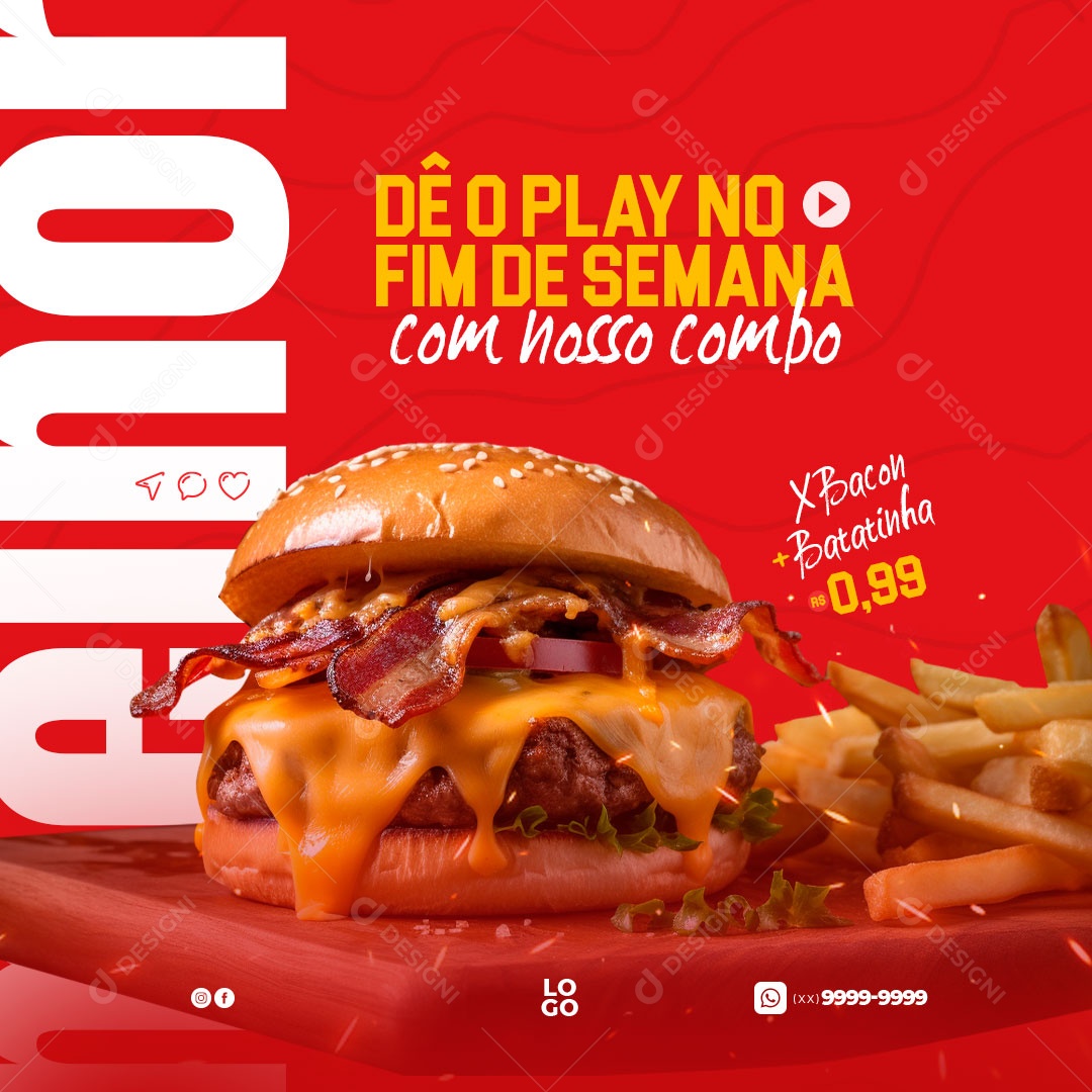Social Media Fim De Semana Com Nosso Combo X Bacon PSD Editável