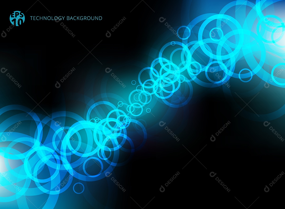 Background Abstrato Tecnologia Azul Círculos Movimento Vetor EPS