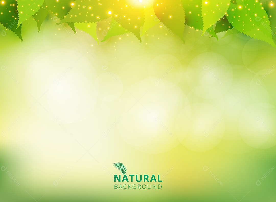 Background Primavera Verão Verde Natural Com Folhas e Iluminação Vetor EPS