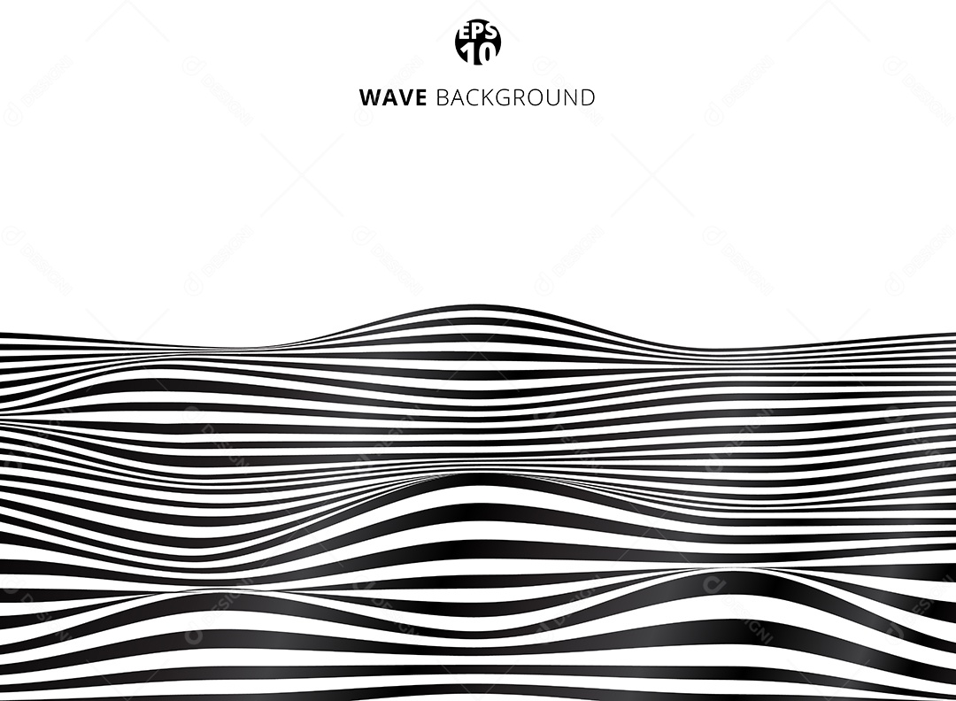 Background Onda de Linhas Pretas Abstratas Vetor EPS