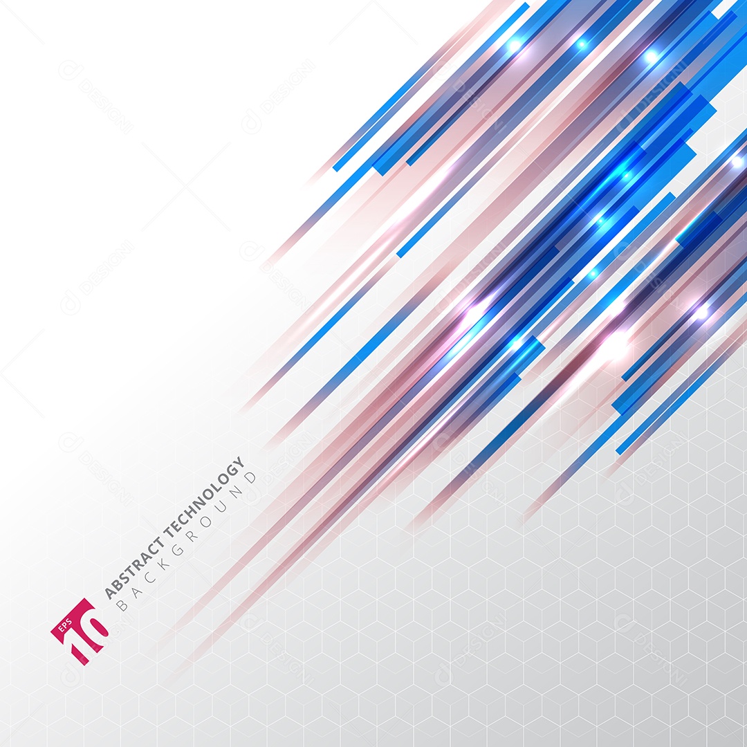 Background Linhas Oblíquas de Cor Azul e Vermelha Vetor EPS