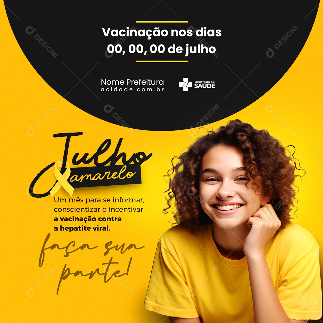 A Vacinação Contra A Hepatite Viral Julho Amarelo Social Media PSD Editável