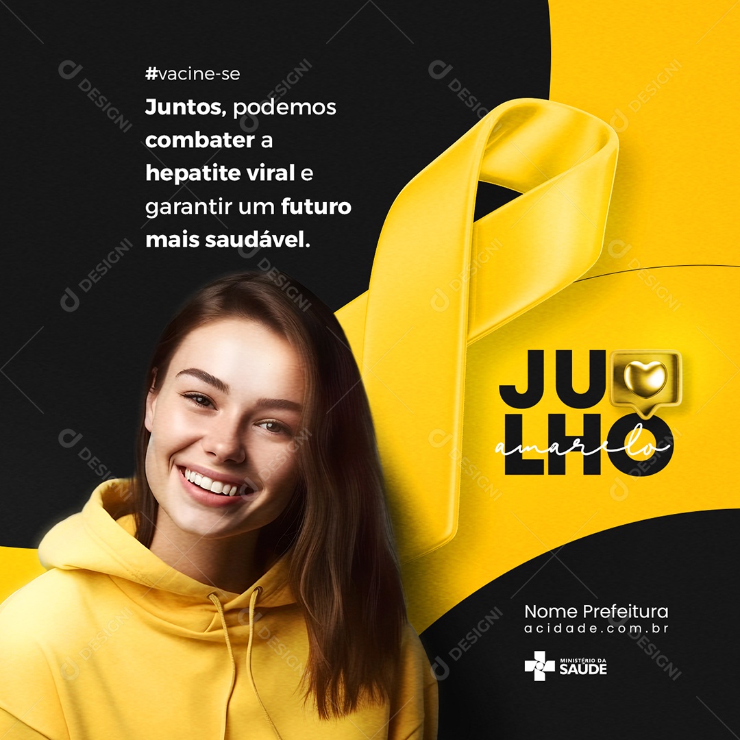 Together We Can Fight Viral Hepatitis July Yellow Social Media PSD Editable