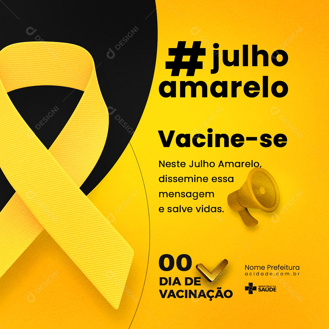 Vacine-Se Neste Julho Amarelo Social Media PSD Editável
