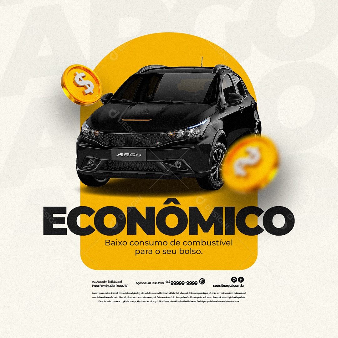 Econômico Baixo Consumo De Combustível Concessionária Social Media PSD Editável