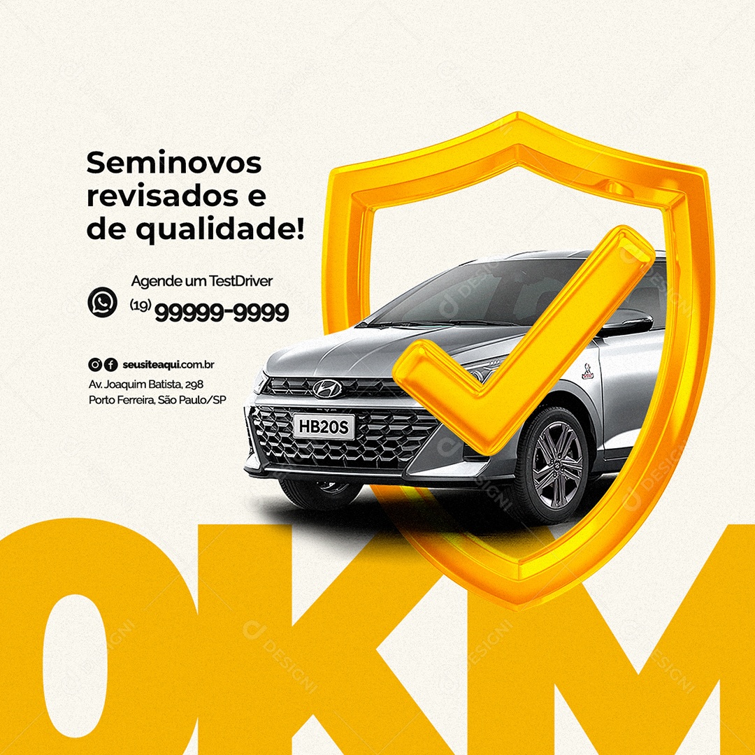 Seminovos Revisados E De Qualidade Concessionária Social Media PSD Editável