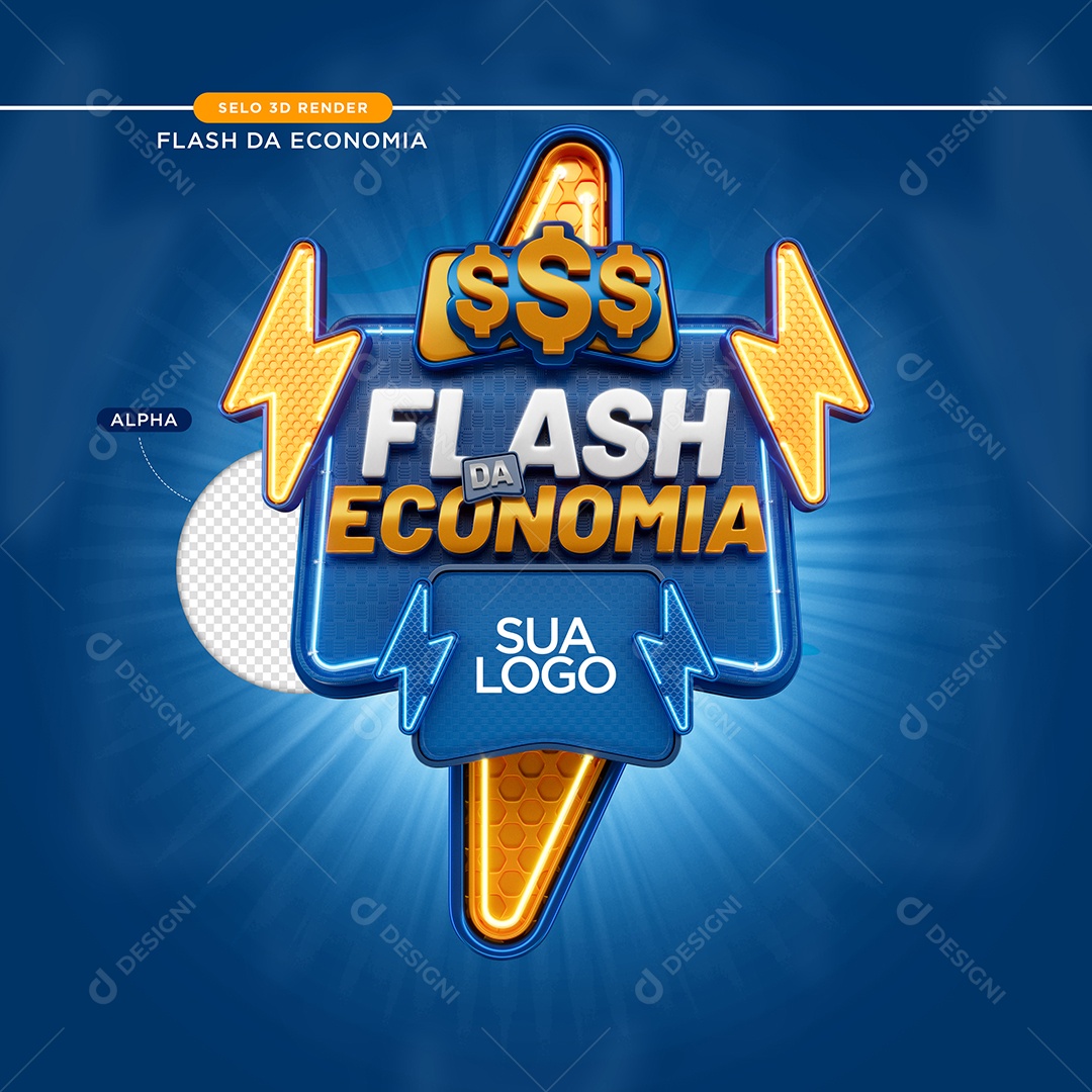 Selo 3D Flash Da Economia Para Composição PSD