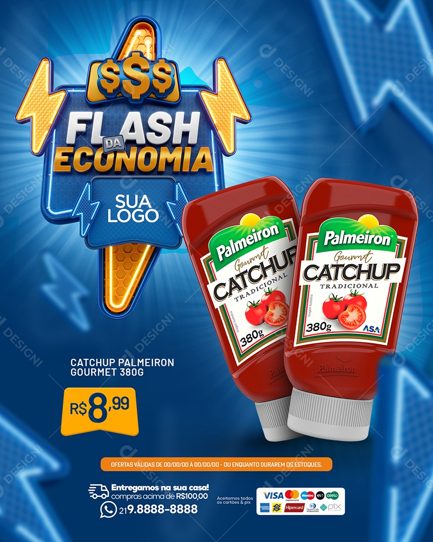 Flash Da Economia Catchup Palmeiron Social Media PSD Editável