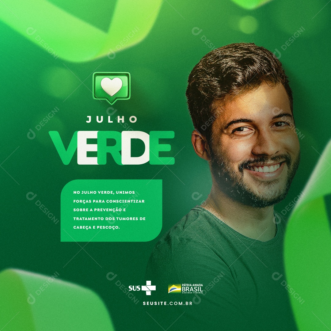 Unimos Forças Para Conscientizar Sobre A Prevenção Julho Verde Social Media PSD Editável