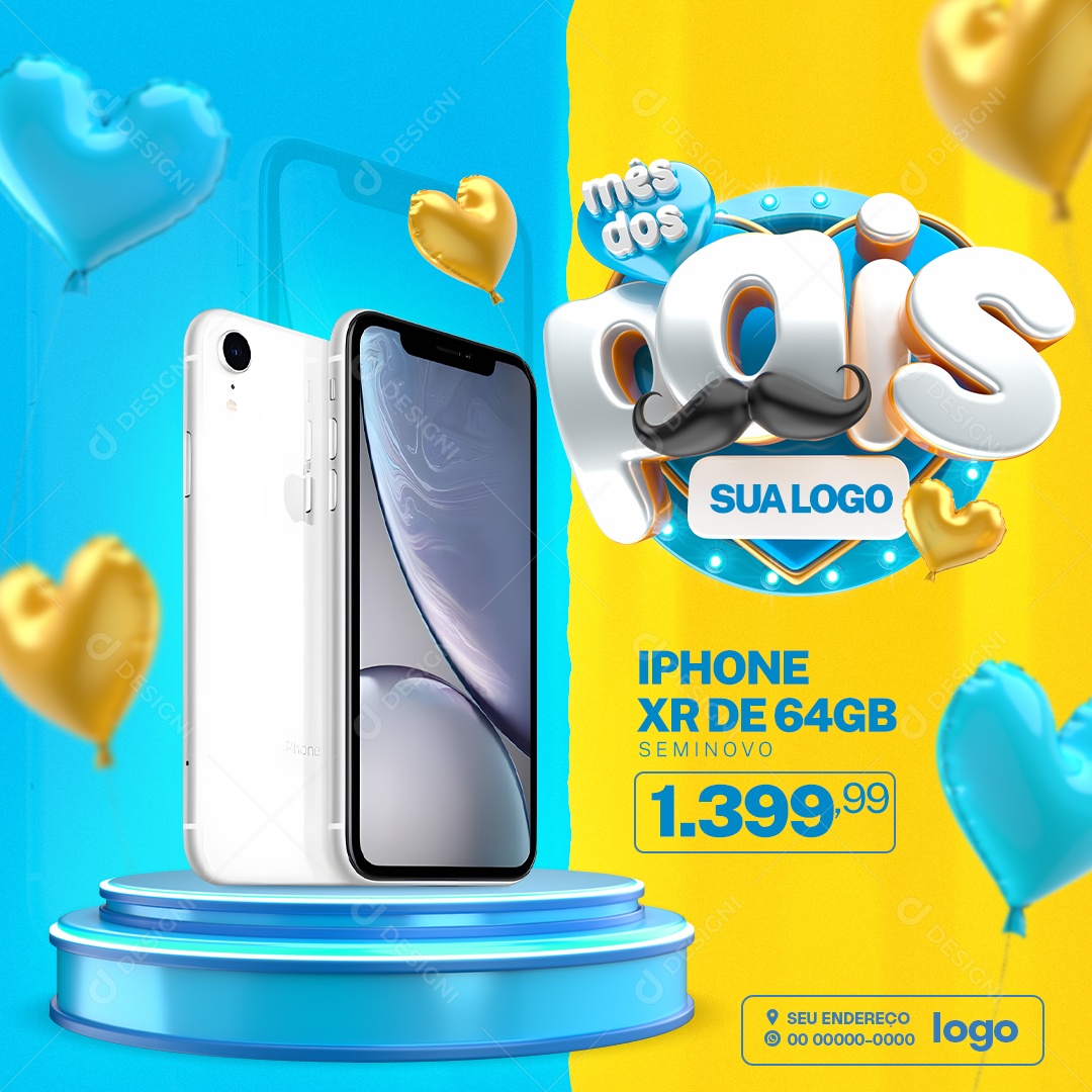 Mês Dos Pais Iphone Xr Social Media PSD Editável