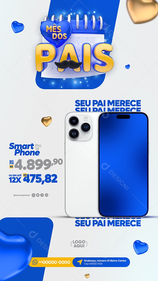 Social Media Story Mês Dos Pais Seu Pai Merece Smartphone PSD Editável