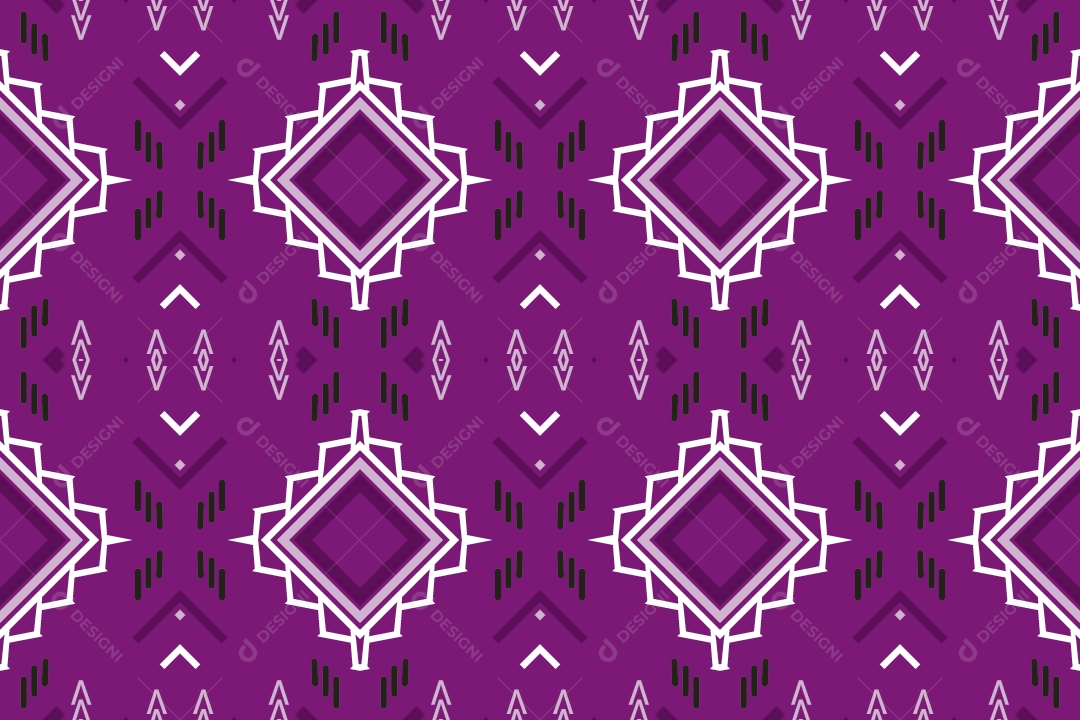 Padrão Tribal Tradicional Estilo Asteca Tapete Roxo e Branco Vetor EPS