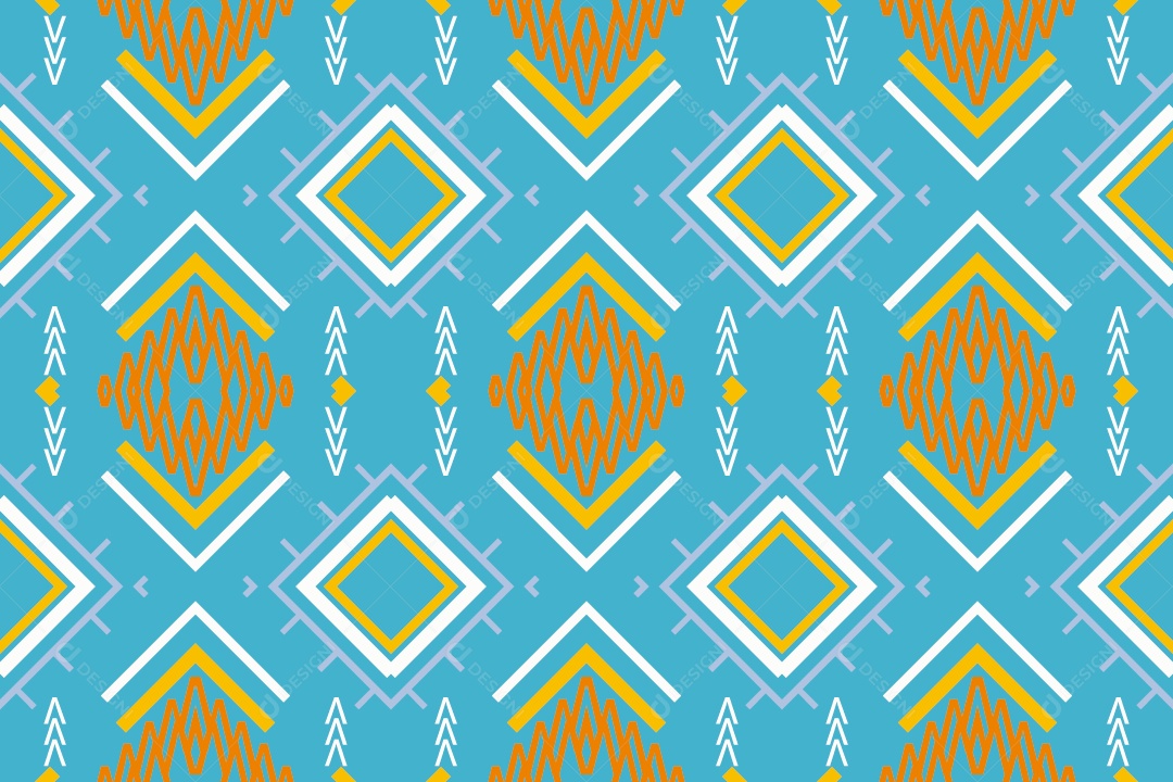 Padrão Tribal Tradicional Estilo Asteca Tapete Azul Vetor EPS