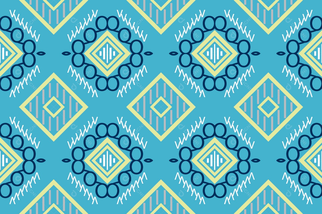 Padrão Tribal Tradicional Estilo Asteca Tapete Azul Vetor EPS