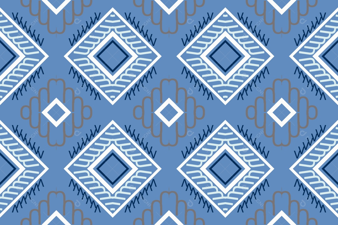 Padrão Tribal Tradicional Estilo Asteca Tapete Azul Vetor EPS