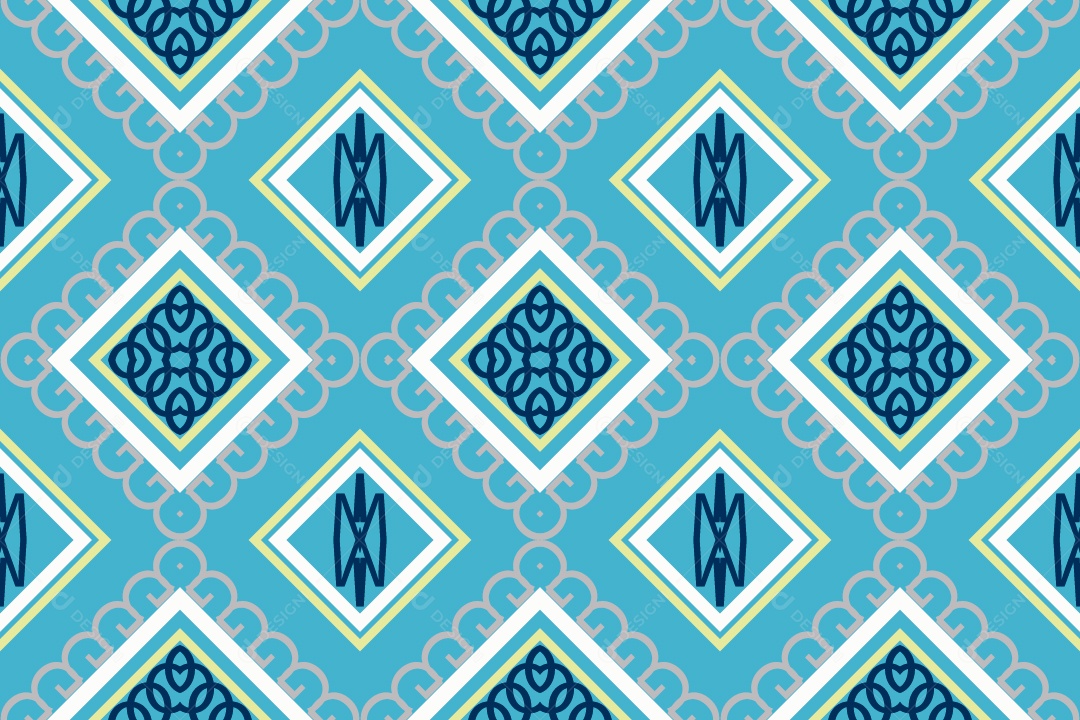 Padrão Tribal Tradicional Estilo Asteca Tapete Azul Vetor EPS