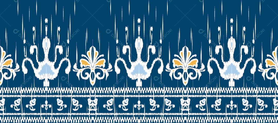 Padrão Tribal Tradicional Estilo Asteca Tapete Azul Escuro Vetor EPS