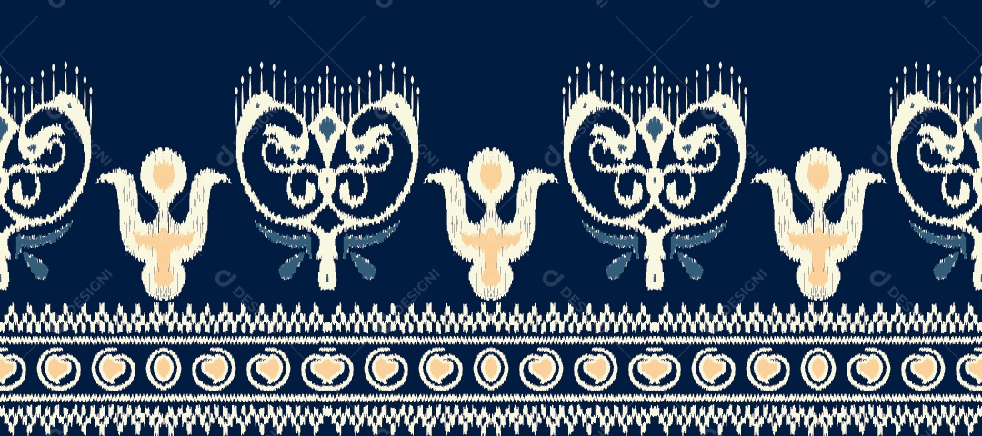 Padrão Tribal Tradicional Estilo Asteca Tapete Azul Escuro Vetor EPS