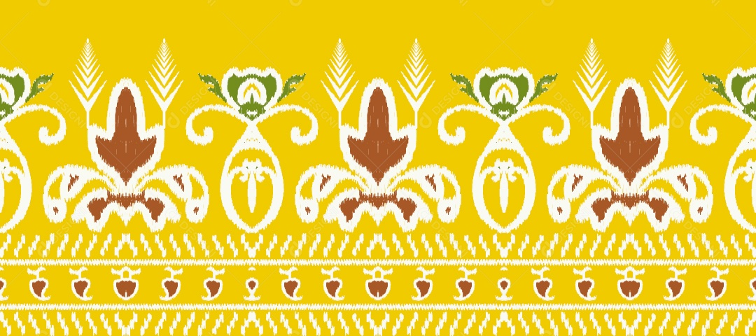 Padrão Tribal Tradicional Estilo Asteca Tapete Amarelo Vetor EPS