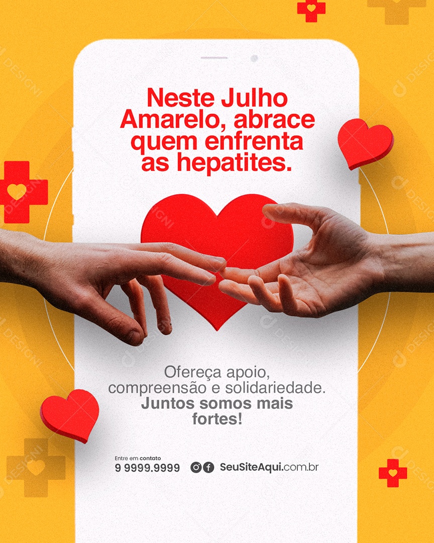 Campanha Publicitária Julho Amarelo Abrace Quem Enfrenta As Hepatites Social Media PSD Editável